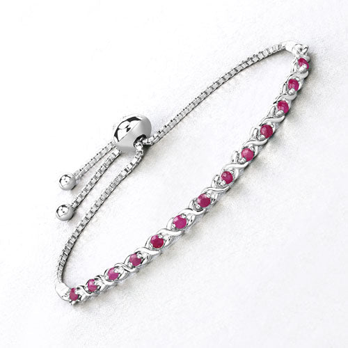 Pulsera de Rubí Genuino de 0.88 Quilates en Plata Esterlina .925