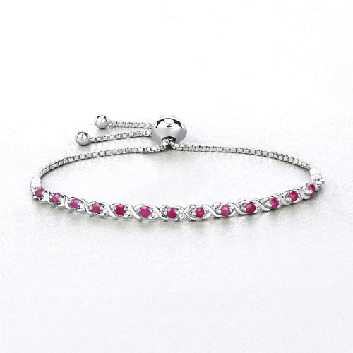 Pulsera de Rubí Genuino de 0.88 Quilates en Plata Esterlina .925