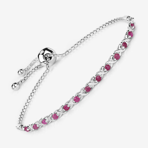 Pulsera de Rubí Genuino de 0.88 Quilates en Plata Esterlina .925