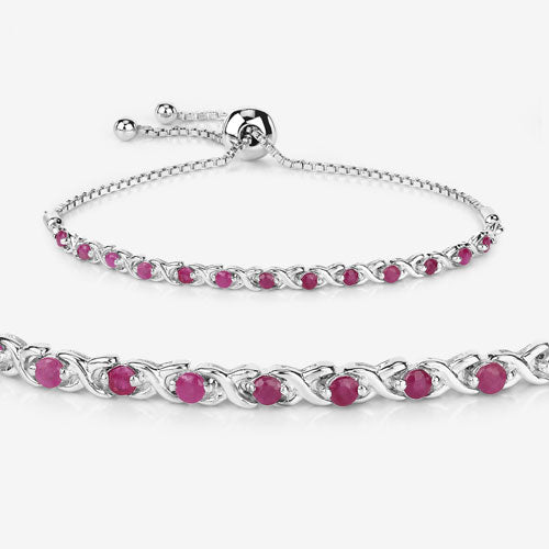 Pulsera de Rubí Genuino de 0.88 Quilates en Plata Esterlina .925