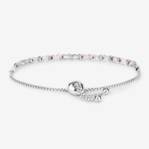 Pulsera de Rubí Genuino de 0.88 Quilates en Plata Esterlina .925