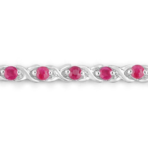 Pulsera de Rubí Genuino de 0.88 Quilates en Plata Esterlina .925