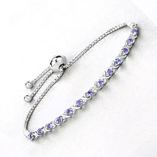 Bracelet en argent sterling tanzanite véritable de 0,91 carat