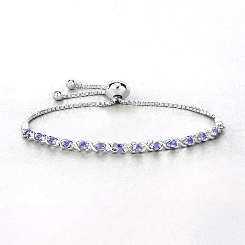 Bracelet en argent sterling tanzanite véritable de 0,91 carat