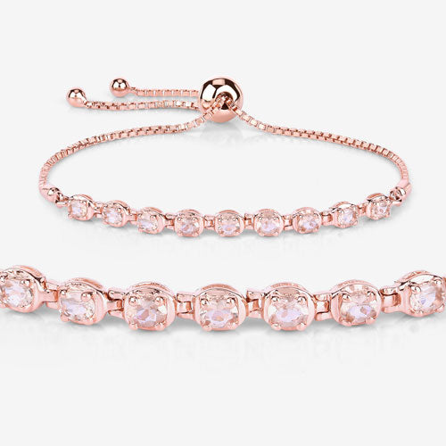 Pulsera de plata esterlina de morganita genuina de 1.35 quilates