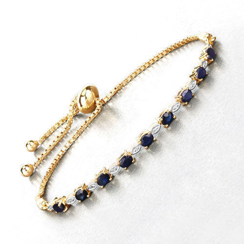 Bracelet en argent sterling avec saphir bleu et diamants de 1,83 carat
