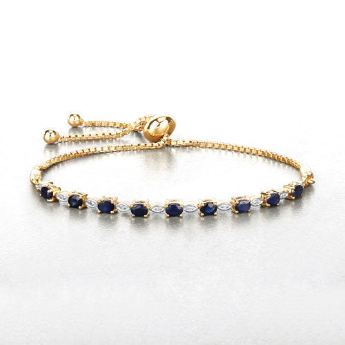 Bracelet en argent sterling avec saphir bleu et diamants de 1,83 carat