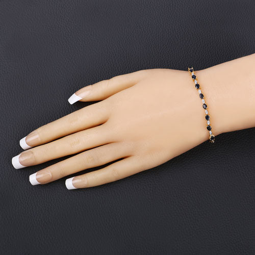 Bracelet en argent sterling avec saphir bleu et diamants de 1,83 carat
