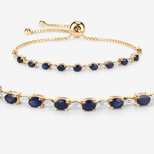 Bracelet en argent sterling avec saphir bleu et diamants de 1,83 carat