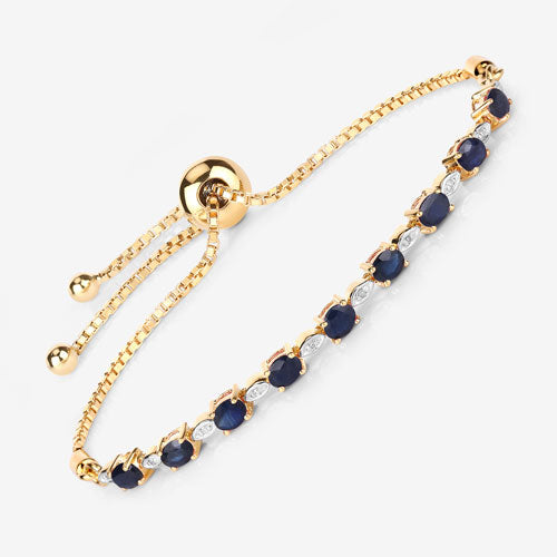 Bracelet en argent sterling avec saphir bleu et diamants de 1,83 carat