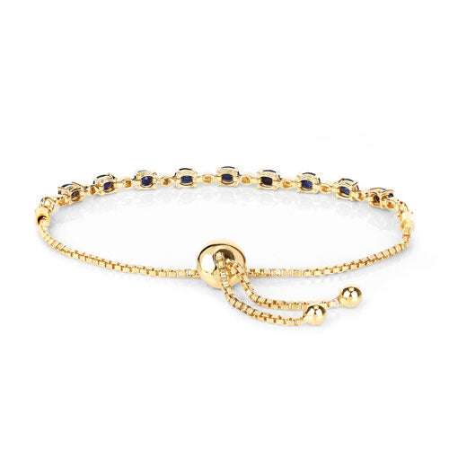 Bracelet en argent sterling avec saphir bleu et diamants de 1,83 carat