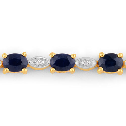 Bracelet en argent sterling avec saphir bleu et diamants de 1,83 carat