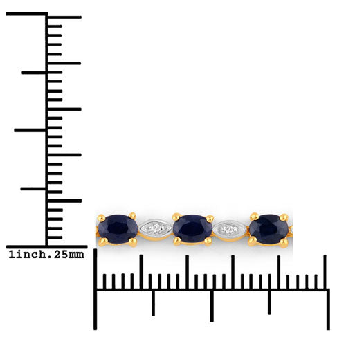 Bracelet en argent sterling avec saphir bleu et diamants de 1,83 carat