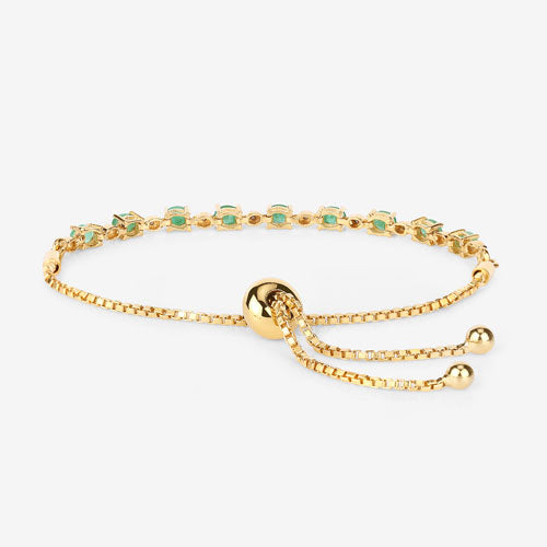 1.29 Carat Genuine Emerald and White Diamond Bracelet