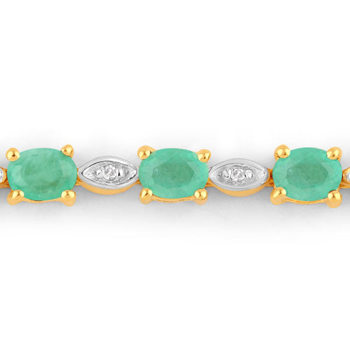 1.29 Carat Genuine Emerald and White Diamond Bracelet