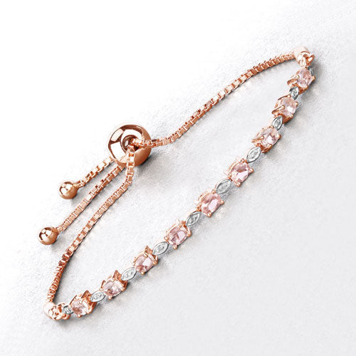 Bracelet en argent sterling avec morganite et diamants de 1,38 carat