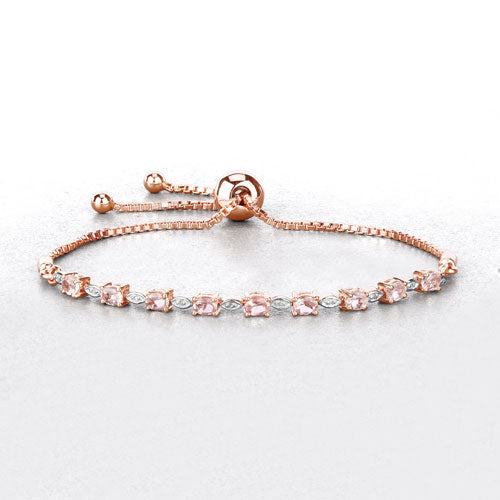 Bracelet en argent sterling avec morganite et diamants de 1,38 carat