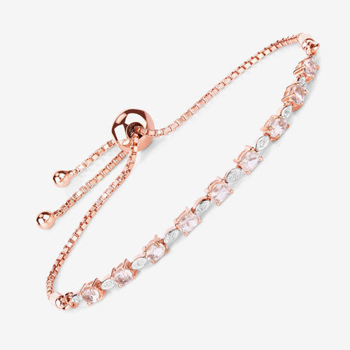 Bracelet en argent sterling avec morganite et diamants de 1,38 carat