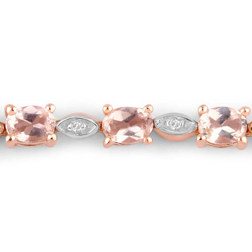 Bracelet en argent sterling avec morganite et diamants de 1,38 carat