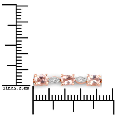Bracelet en argent sterling avec morganite et diamants de 1,38 carat