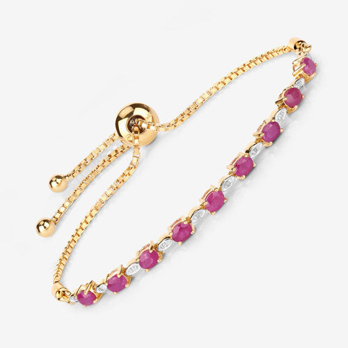 Elegant Ruby and Diamond Sterling Silver Bracelet