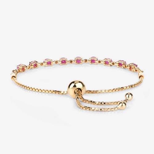 Elegant Ruby and Diamond Sterling Silver Bracelet