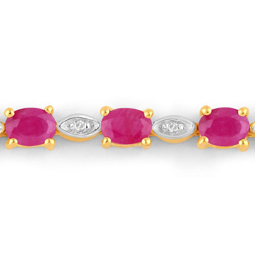 Elegant Ruby and Diamond Sterling Silver Bracelet