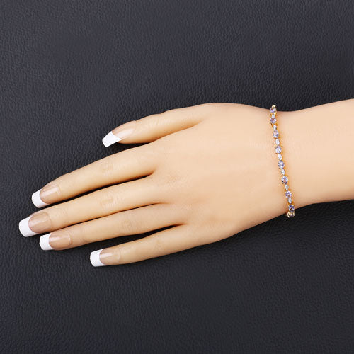 1.56 Carat Genuine Tanzanite & Diamond Sterling Silver Bracelet