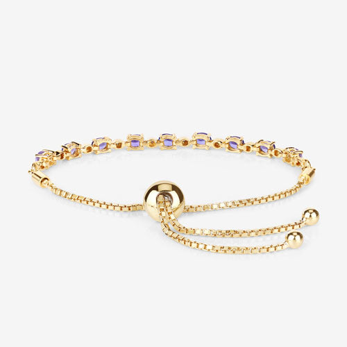 1.56 Carat Genuine Tanzanite & Diamond Sterling Silver Bracelet