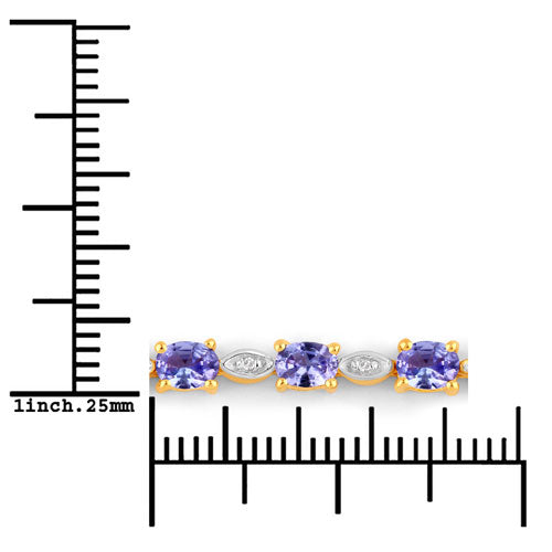 1.56 Carat Genuine Tanzanite & Diamond Sterling Silver Bracelet