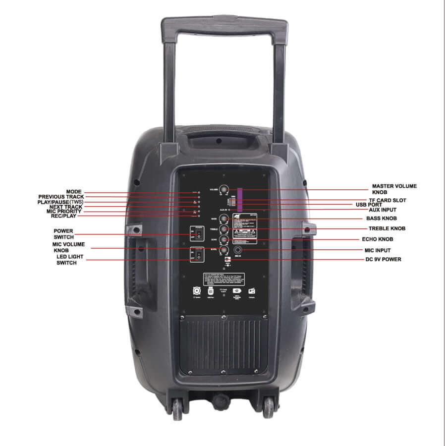Naxa Portable 15" Bluetooth Party Speaker with Disco Light