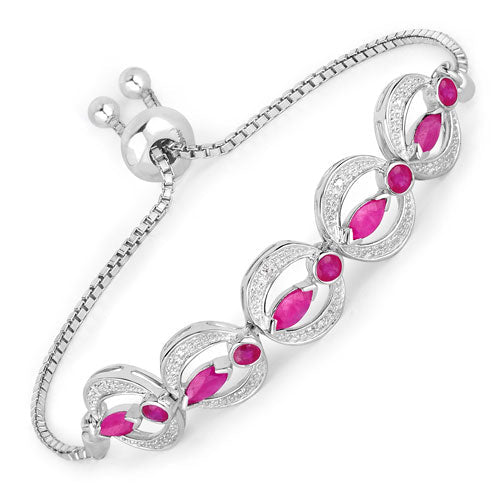 Bracelet en rubis et diamants blancs de 1,65 carat en argent sterling