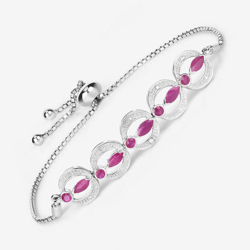 Bracelet en rubis et diamants blancs de 1,65 carat en argent sterling