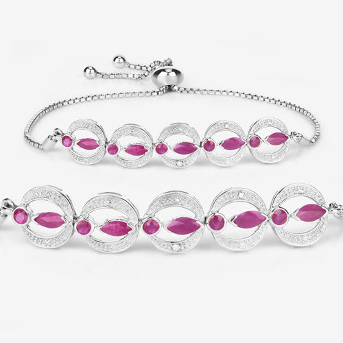 Bracelet en rubis et diamants blancs de 1,65 carat en argent sterling