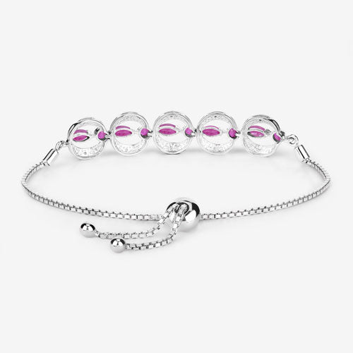 Bracelet en rubis et diamants blancs de 1,65 carat en argent sterling