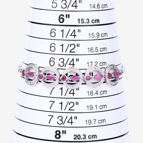 Bracelet en rubis et diamants blancs de 1,65 carat en argent sterling