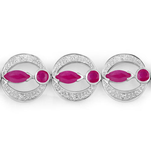 Bracelet en rubis et diamants blancs de 1,65 carat en argent sterling