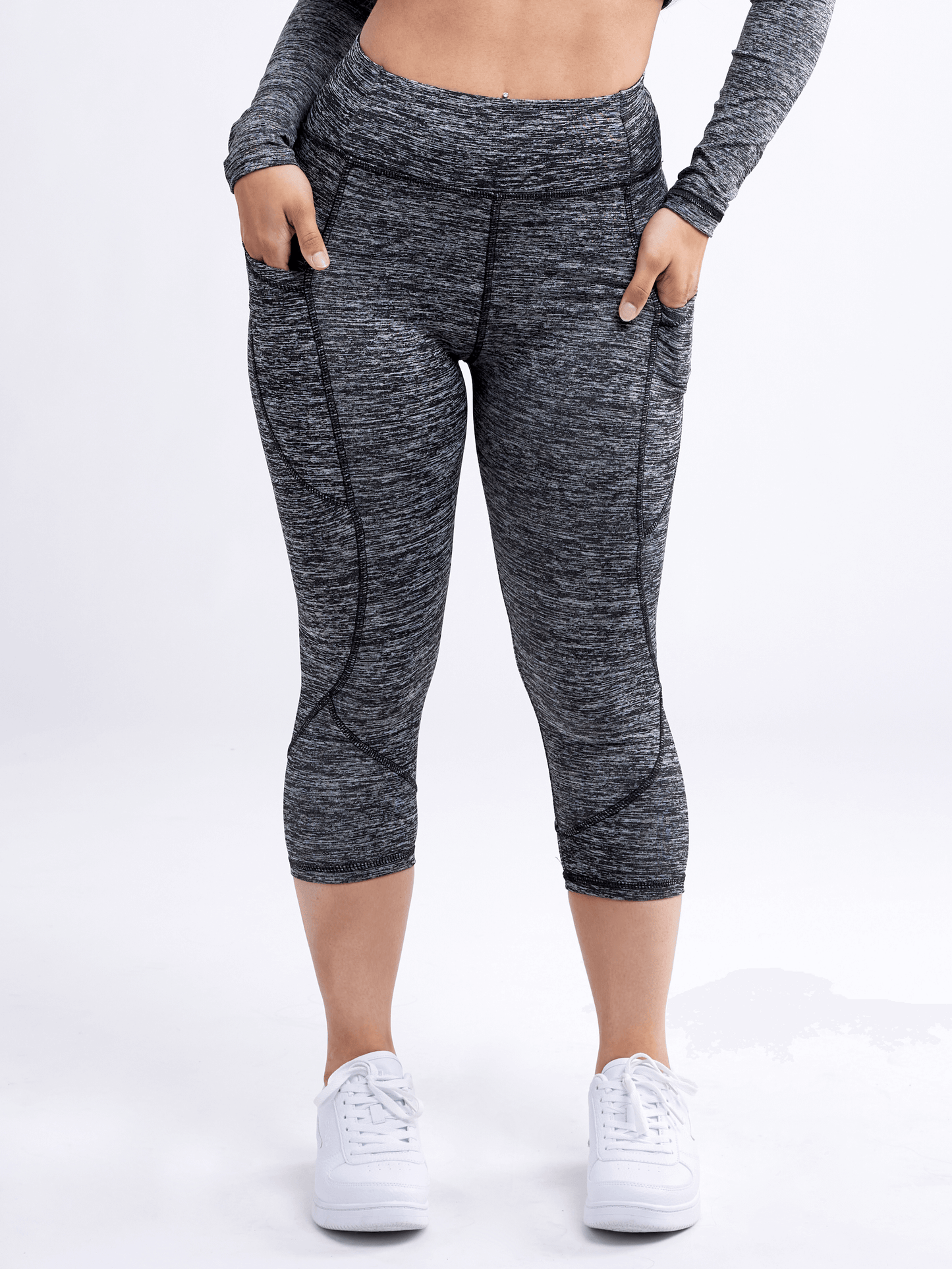 JupiterGear Mid-Rise Capri Fitness Leggings with Pockets