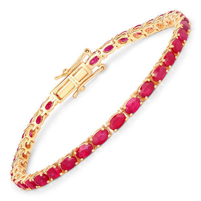 Pulsera de Rubí Genuino de 9.18 Quilates en Oro Amarillo de 10K