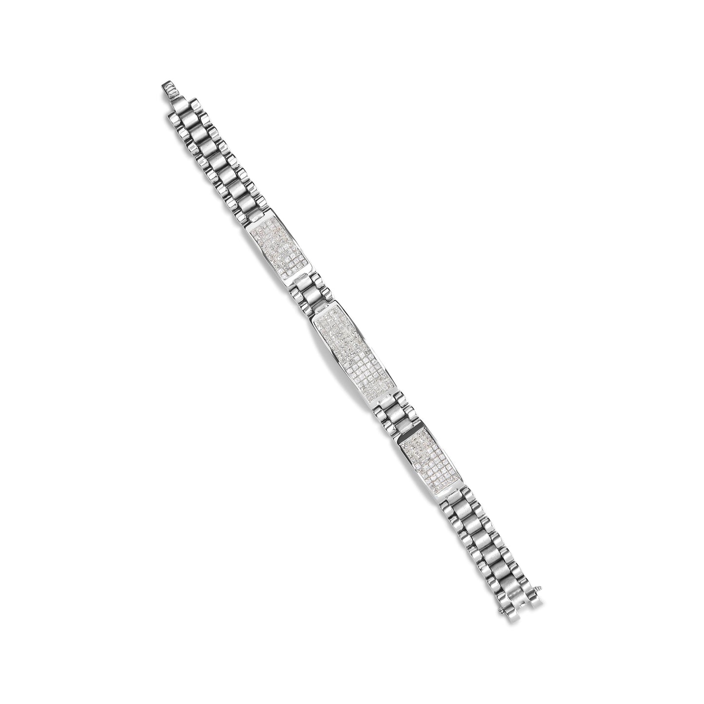 Pulsera de Tenis de Diamantes Invisible para Hombre en Oro Blanco de 14K - 12.0 Cttw