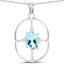 5.26 Carat Genuine Swiss Blue Topaz Pendant in Sterling Silver