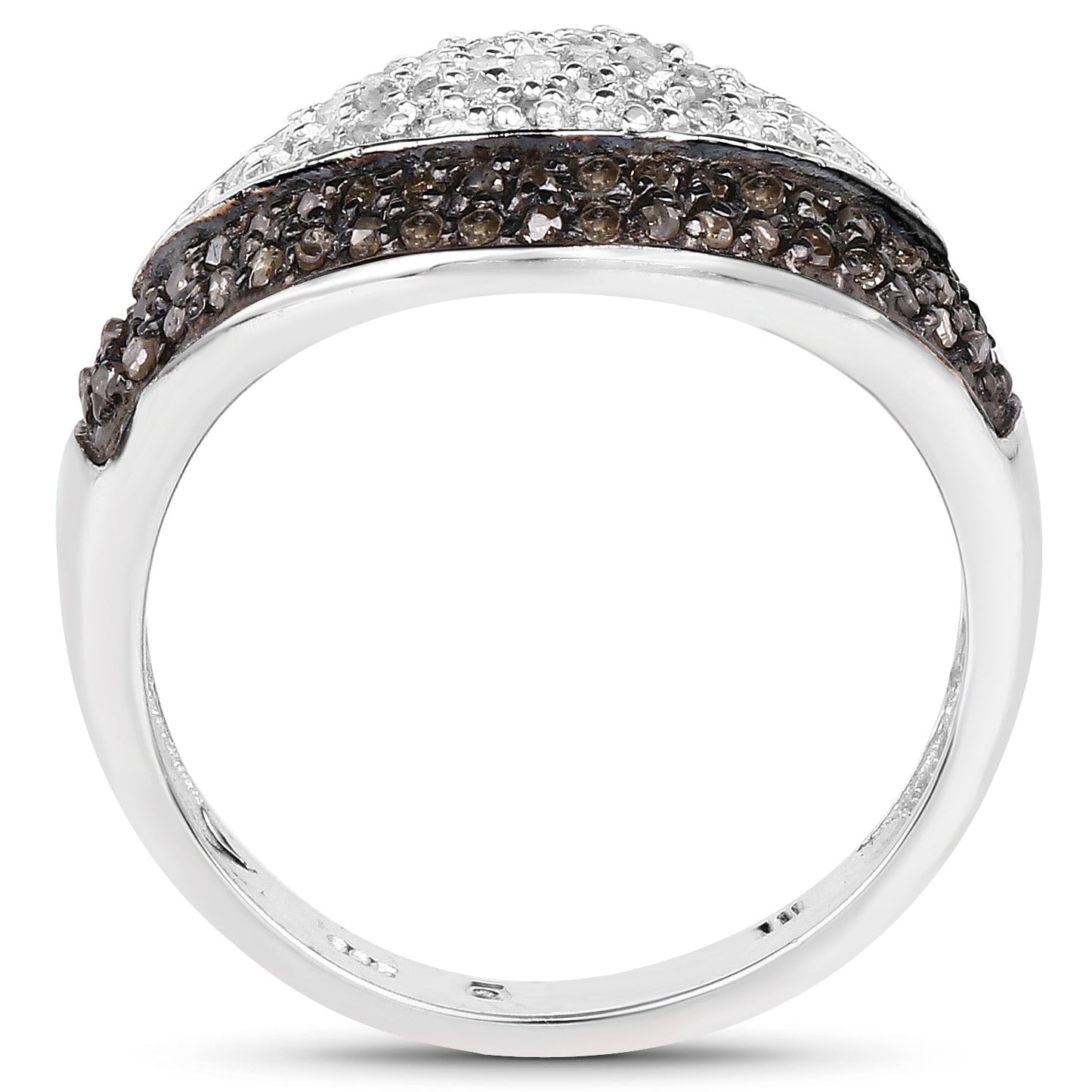 0.50 Carat Genuine Champagne and White Diamond Ring in Sterling Silver