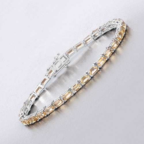 Bracelet en argent sterling de 12,80 carats en citrine véritable