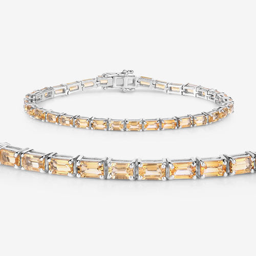 Bracelet en argent sterling de 12,80 carats en citrine véritable