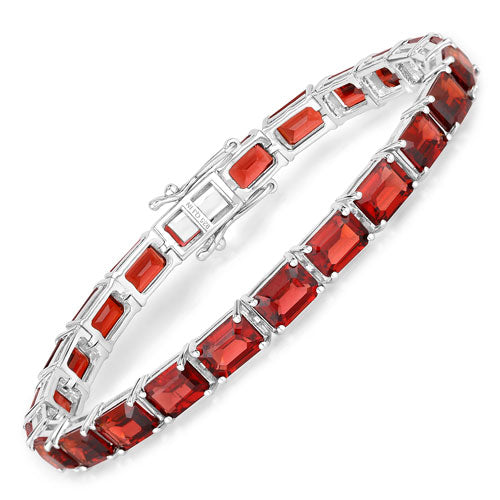 Pulsera de granate genuino de 27.60 quilates en plata esterlina .925
