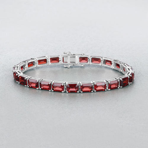 Pulsera de granate genuino de 27.60 quilates en plata esterlina .925