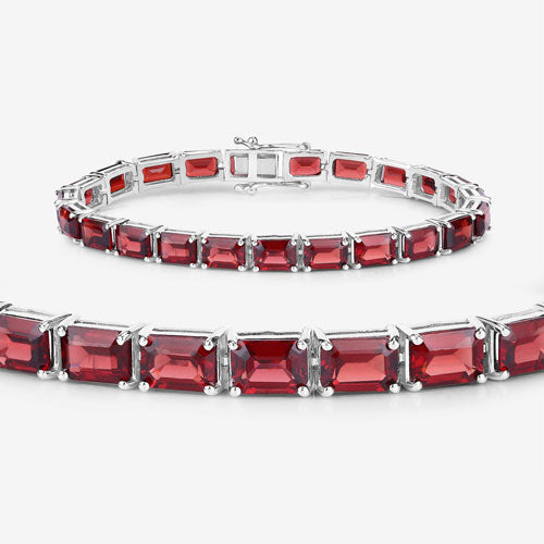 Pulsera de granate genuino de 27.60 quilates en plata esterlina .925
