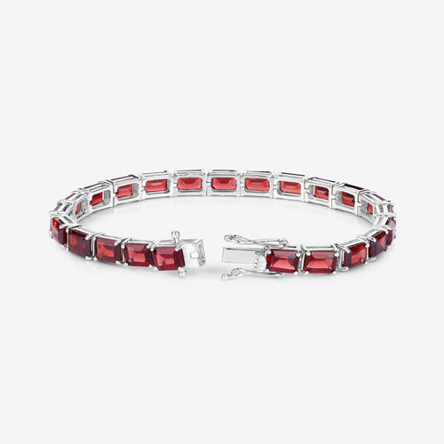 Pulsera de granate genuino de 27.60 quilates en plata esterlina .925