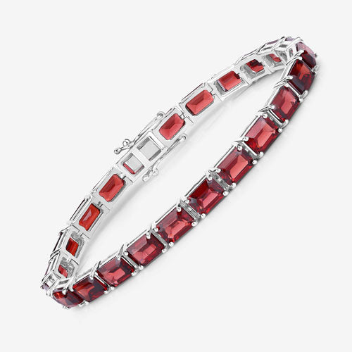 Pulsera de granate genuino de 27.60 quilates en plata esterlina .925