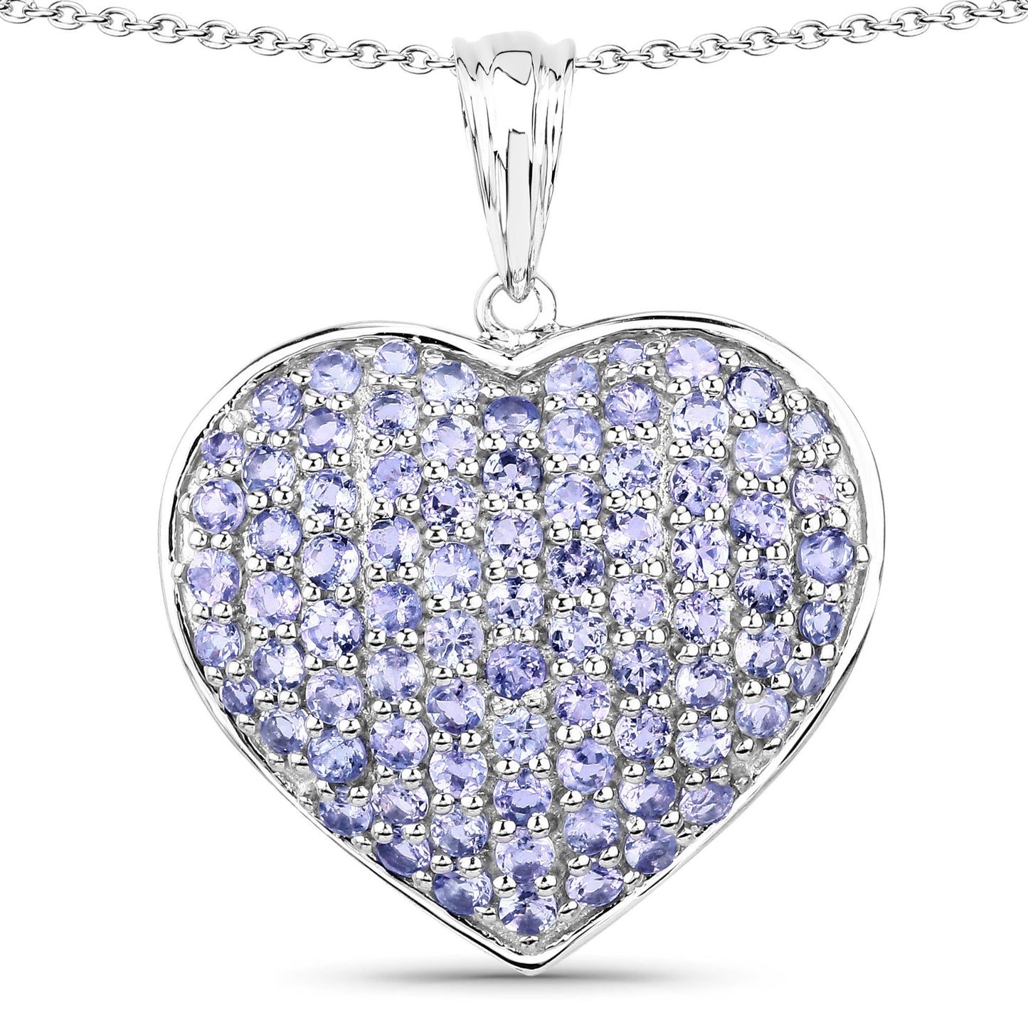 4.86 Carat Genuine Tanzanite Sterling Silver Heart Pendant